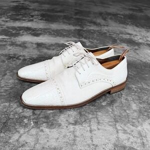 Vintage Stacy Adams White exotic leather point toe oxford lace dress shoes